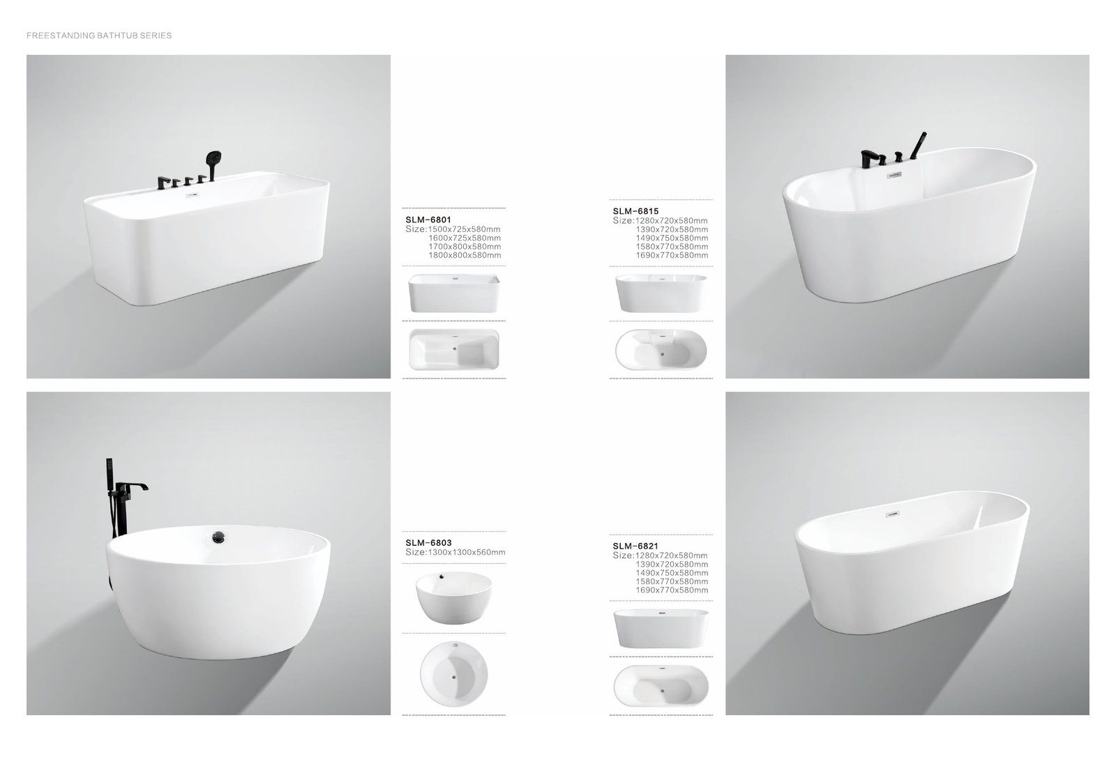 Freestanding Bathtub Series — 6801, 6815, 6803, 6821